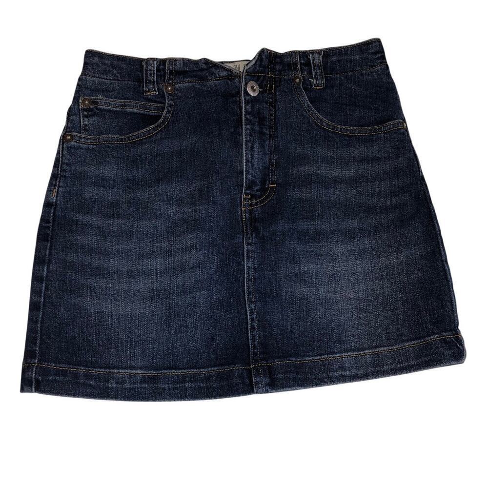 We The Free People Jean Skirt Size 25 Blue Denim Mini Stretch Zip Boho Cowgirl